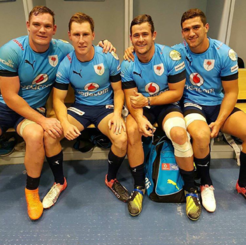 Rugby players in the changing room after a rugby match. All ready for the smell of socks and feet in