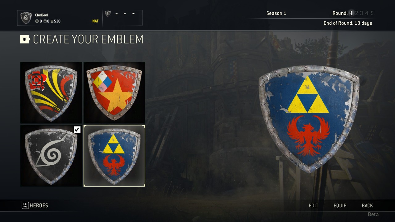 lunaticex: These are my shields/emblems/icons in the For Honor beta.  The bottom