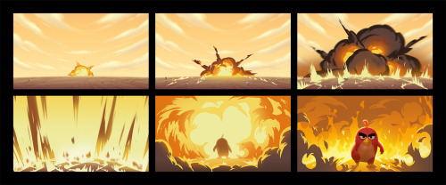 Some color keys and preliminary fx design work I did for the Angry Birds Action trailer. The amazing