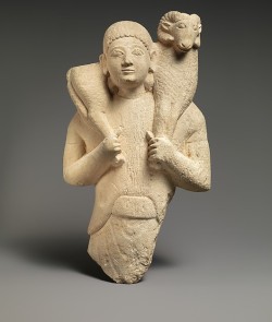 ancientpeoples:  Limestone ram-bearerCypriot, second quarter of 6th century B.C. (Archaic period)Images of worshipers bringing an animal for sacrifice emphasize the  importance of agriculture and animal husbandry for the subsistence of  the community.