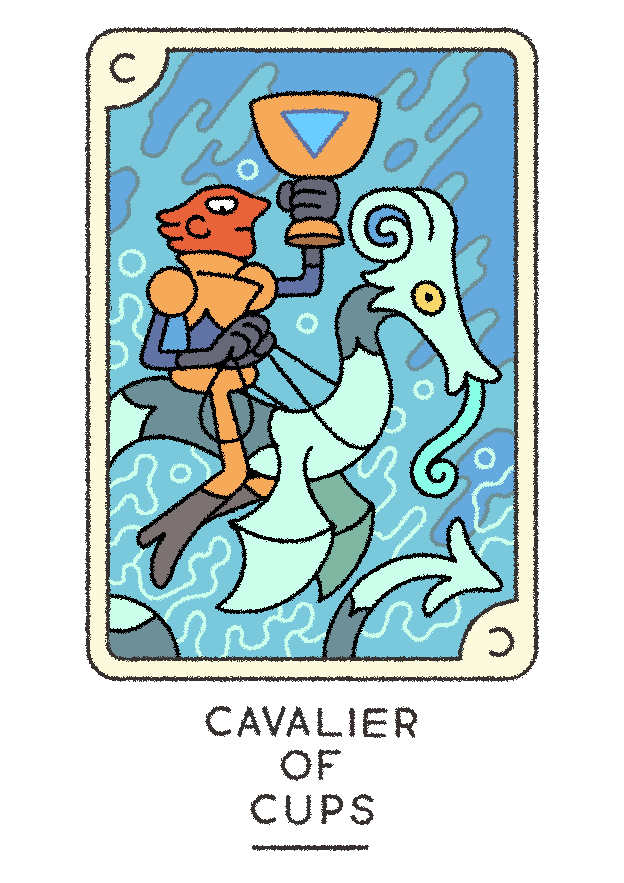 joe-sparrow:  woah! it’s Tarot Tuesday! today’s card is the Cavalier of Cups.I’m