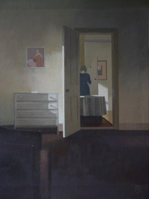 The Door to the Kitchen  -   Peter KellyBritish, b.1931-oil on canvas, 54  x 44  cm.  