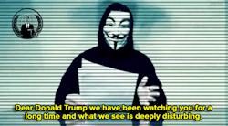 haveahiddles:  ronnantic-communist:  micdotcom:  Anonymous declares new war on Donald Trump Hacktivist collective Anonymous has threatened to take down 2016 presidential hopeful Donald Trump, this time declaring “total war” on the GOP frontrunner.