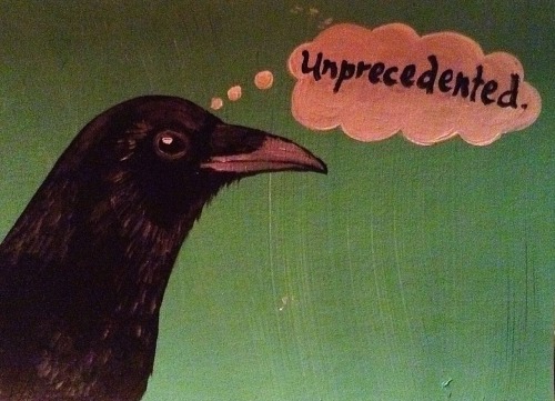 jenzelart:Unprecedented crow, acrylic painting on cardboard