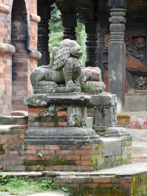 Lions at temple door, Nepal