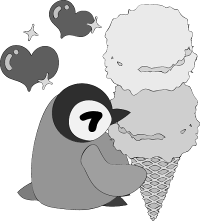 冬のフリーのイラスト素材 アイスクリームを食べる可愛い赤ちゃんペンギン Free フリー素材のatelier B W 加工 印刷 商用利用可能