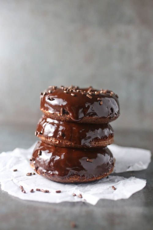 Brownie Cake Doughnuts with Chocolate Glaze