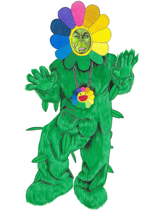 Grinch (How The The Grinch Stole Christmas, 2000) wearing Takashi Murakami Gouache and Ink on p