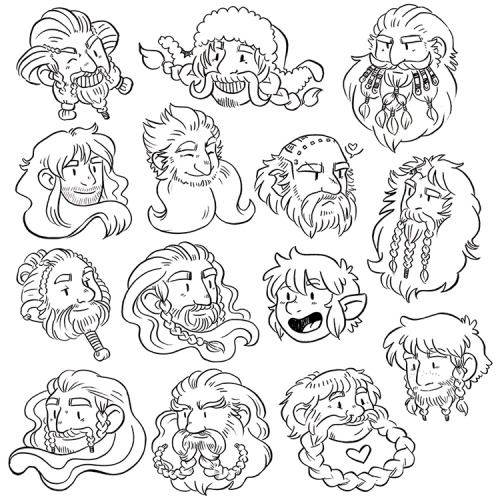 Drew cute little portraits of all my little dwarrows today ^_^  I really like how Nori, Bombur and O