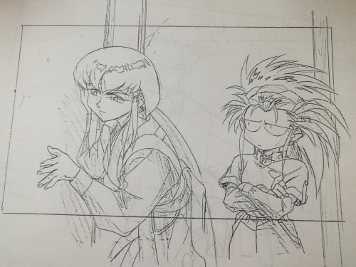 LOVE Washu playing with the Tenchi and Washu dolls XD  Sketches of scenes for the PC Engine Game.Cou