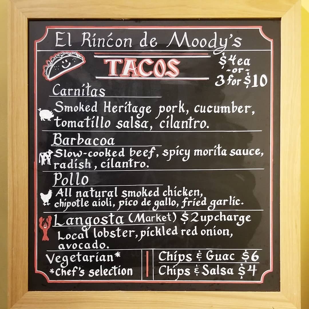 Did the taco board at Moody&rsquo;s.     #chalkboard #chalkboardart #chalkmarkers