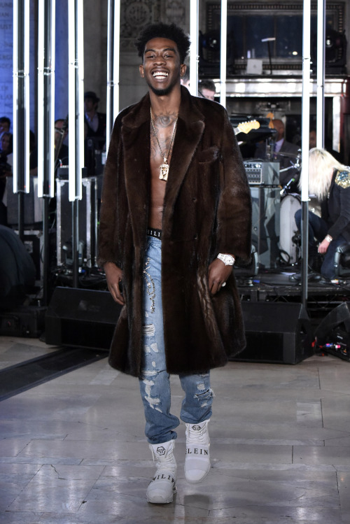 Desiigner walks the runway at Philipp Plein during New York Fashion Week at New York Public Library 