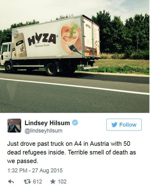 thestanconfessions:ohwellwellwelll:minionpubes:truecrimerip:At Least 70 Dead Refugees Found in Truck