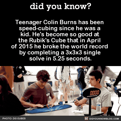 did-you-kno:  Teenager Colin Burns has been speed-cubing since he was a kid. He’s