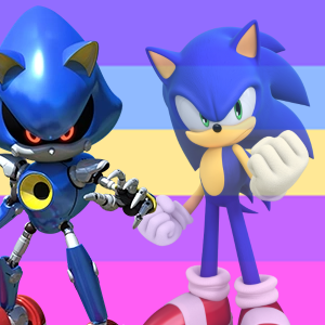 yourfavkins:Metal Sonic (Sonic the Hedgehog) canonically kins Sonic, the hedgehog!