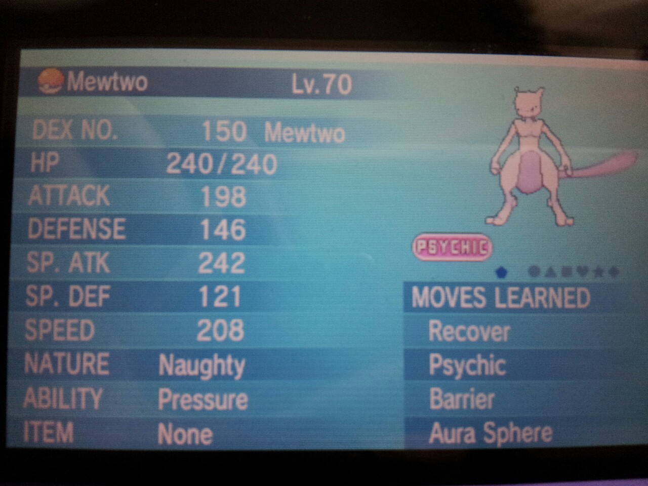 Caught this guy with my level 57  Gothitelle, using Shadow Ball three times, Heal
