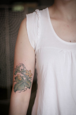 kirstenmakestattoos:  Cucumber plant illustration for Claire. Thanks lady, this was such a lovely little tattoo to do!