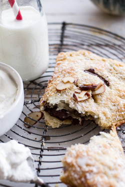 do-not-touch-my-food:  Chocolate Hazelnut Turnovers with Salted Vanilla Whipped Cream  This looks glorious