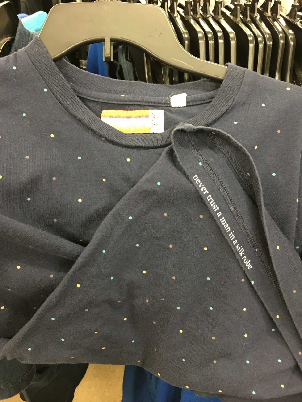 shiftythrifting:  Secret spotted shirt message is wise advice