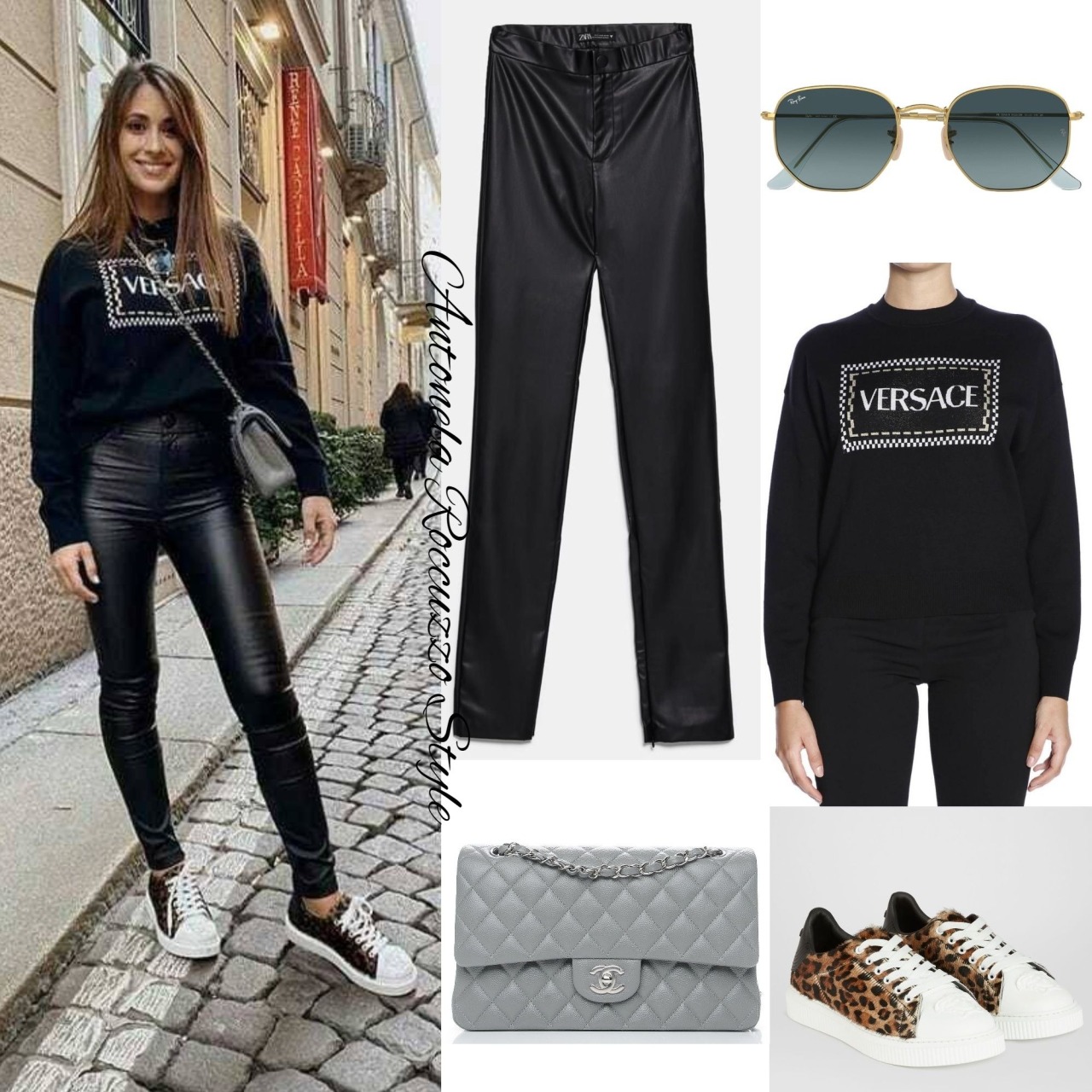 Antonela Roccuzzo Style — Antonela wore Zara Extra Long Faux Leather