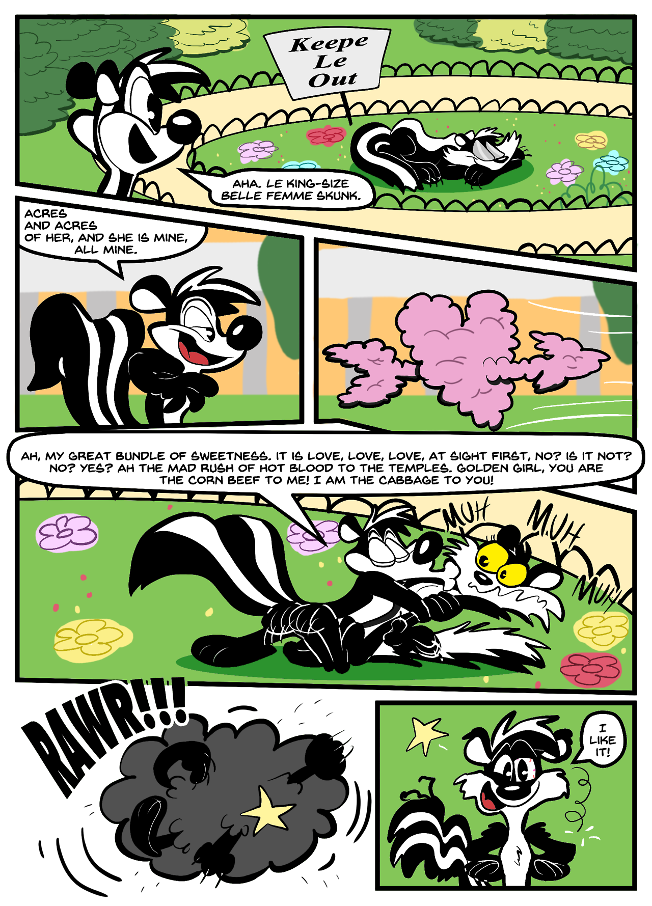 n64by44: A coloured version of @joeywaggoner‘s Pepe le Pew: Wild Over You comic