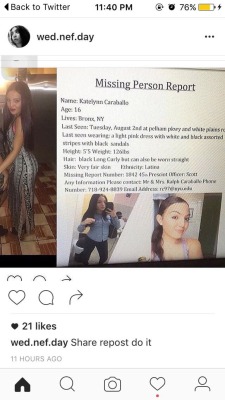beauitful:  PLEASE BOOST THIS!!! The recent disappearances of girls of color from the Bronx is concerning, please share to help find Katelynn. She was last seen at Pelham Parkway and White Plains Road on August 2nd. 