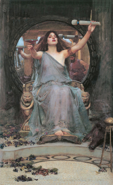 magicwandarthistory:Circe Offering the Cup and Magic Wand to Ulysses by John Waterhouse.