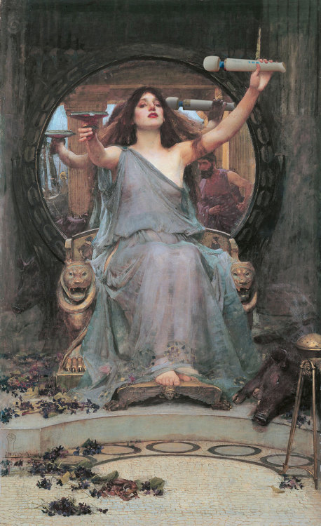 magicwandarthistory:  Circe Offering the Cup and Magic Wand to Ulysses by John Waterhouse.