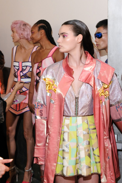 fashiondailymag: backstage babes.   CUSTO BARCELONA SS20 NYFW.  details(PH @ tobias-bui for @fashion