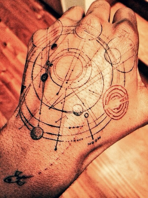 yeacudders:Kid Cudi’s new “The Moon Man Solar Map” tattoo by Dr. Woo