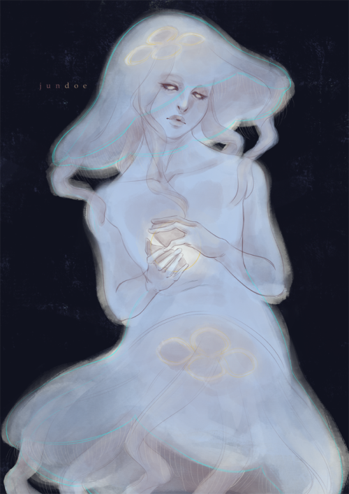 #Mermay2021 :: Week 02. Shy Moon Witch  I’ve been meaning to do a Mermay moon jelly for a whil