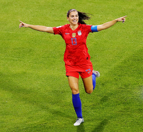 Alex Morgan of the USA celebrates after scoring her team&rsquo;s second goal during the 2019 FIFA Wo