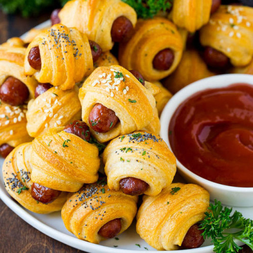 foodffs:Pigs in a blanket is a classic party snack made with cocktail wieners wrapped in crescent do
