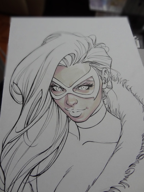 davidyardin:  Black Cat - Oz Comic Con Adelaide (mostly) Mepxy Marker sketch, with a bit of Copic cool greys (I didn’t have any Mepxys in those), and Posca highlights. 