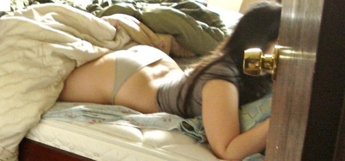 pantybabes:  Prone girl lies in her panties …