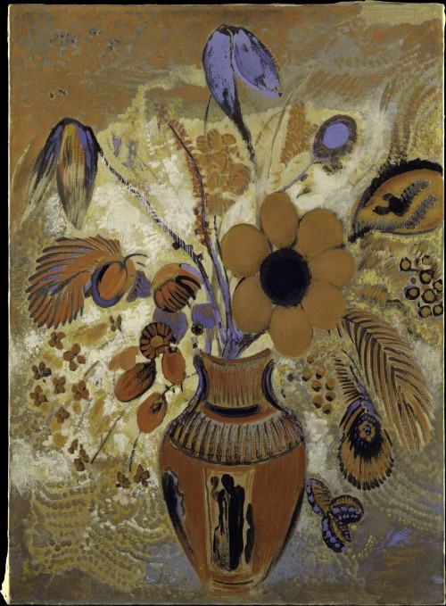 jes68: Odilon Redon (1840-1916), Vase Etrusque avec des Fleurs,1900-10.