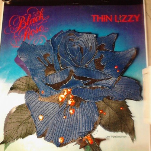 finished piece! All recycled leather, and the red is puffy paint! 11 hours&hellip; Thin Lizzy wo