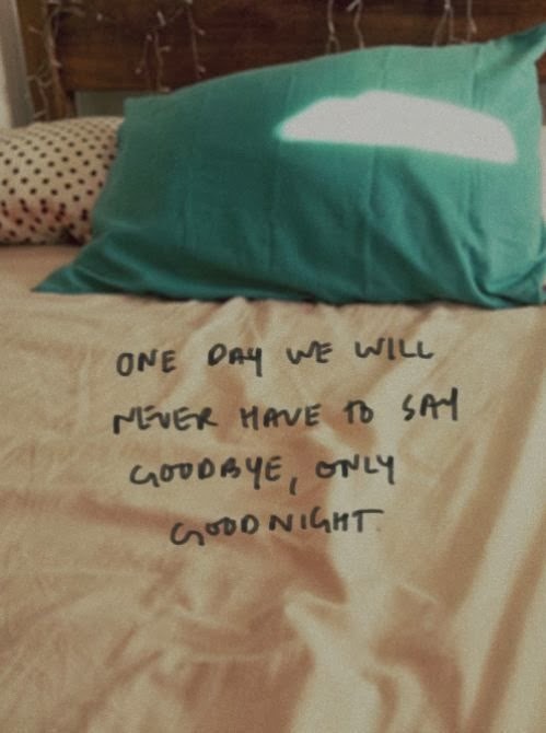 thereasonformeisyou:  “One day we wil never have to say goodbye, only goodnight” 