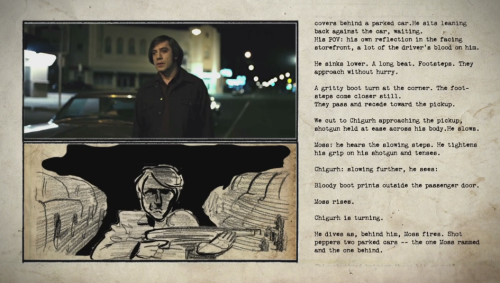 thefilmstage:A script-to-storyboard-to-film comparison for Coens’ No Country For Old Men. Watch it