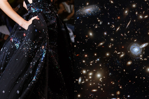 whereiseefashion:  Match #450 Details at Zuhair Murad Fall 2015 | Galaxy cluster, imagery by NASA/ESA Hubble Space Telescope (edited)Follow me on instagram ♡