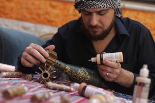imacriminalyoo:  Art from war weapons. Duma, Syria.