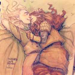 injureddreams:  Sketch 009 Nap time. Wanted to draw something relaxing after a tiring day~ I’m in love with drawing and coloring Gimli’s hair :’&gt; 