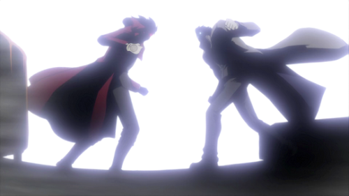 iscariot-feels: Divorced from all context these stills look like Alucard and Alex are tearing it up on the dance floor.