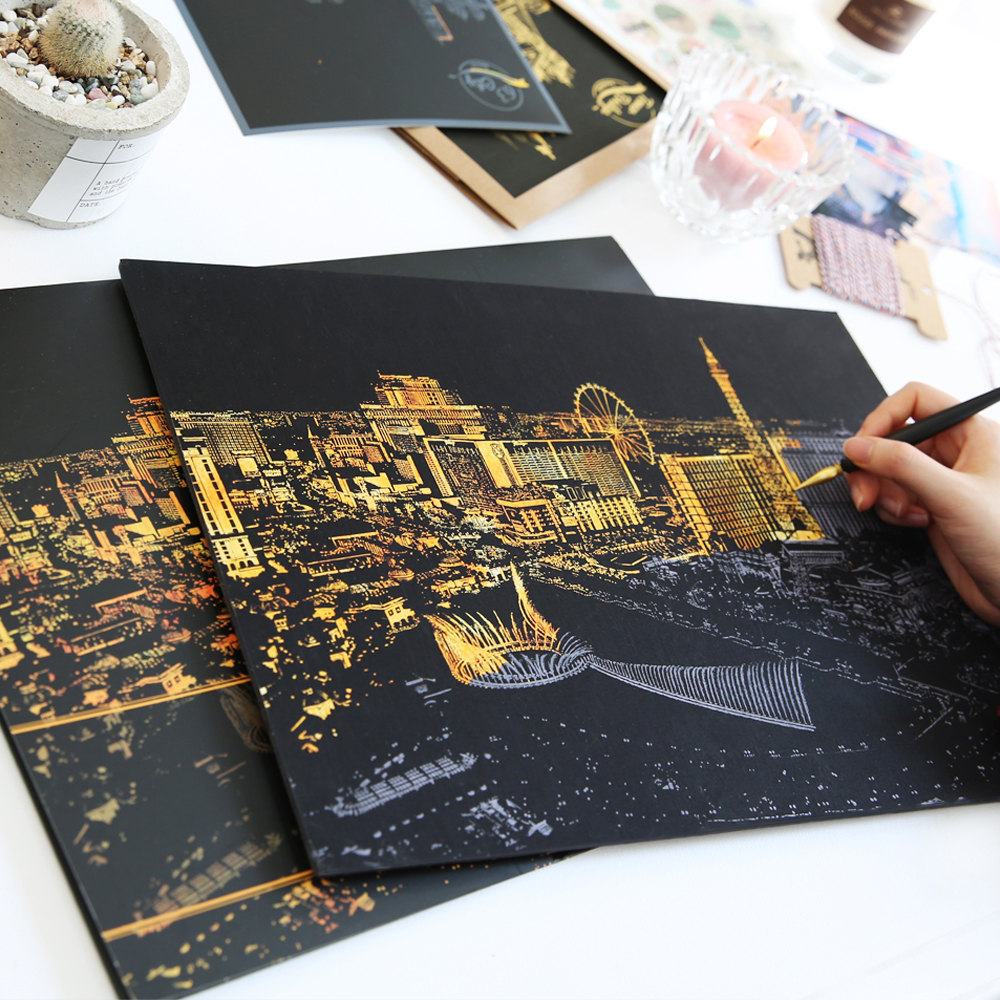 culturenlifestyle:New DIY Cityscape Scratch Art by Lago Design Seoul-based studio