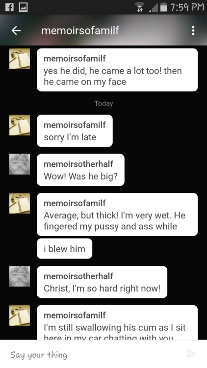 Porn Pics memoirsotherhalf:  My conversation with @memoirsofamilf