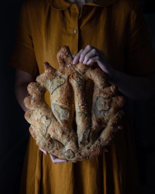 Autumn Leaf Fougasse With Parmesan, Pear, And Walnut By Twigg Studios