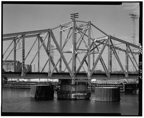 americanbuildings: CENTER SPAN LOOKING NORTHEAST. - Santa Fe Railroad, Sanitary & Ship Canal Bri