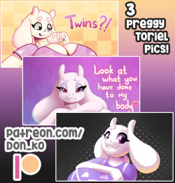 donkocabana:  A “set” (if you can call it like that) of three Pregnant Toriel artworks!Second and Third artworks also have Hi-resolution versions!!!Check em out on Patreon:https://www.patreon.com/Don_ko  