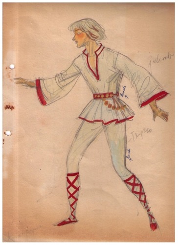 Jan Marcin Szancer (1902-1973): various costume designs inspired by renaissance fashion of szlachta (Polish nobility), and by Polish folk costumes.
Images via galeriaszancera.pl