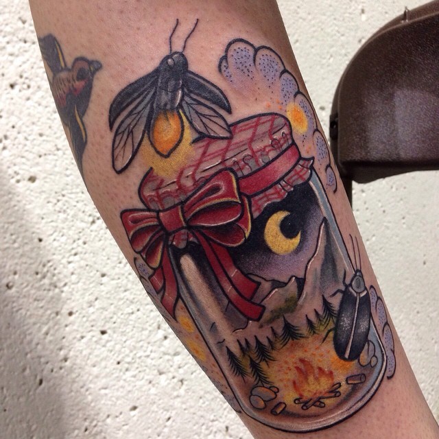 sadeetattoo:  #masonjar #masonjartattoo #sadeeglover #woodland #forestscene